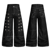 CapCabin Studded Strap Denim Pants