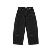 CapCabin Panel-Stitch Wide-Leg Denim Pants
