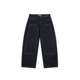 CapCabin Panel-Stitch Wide-Leg Denim Pants