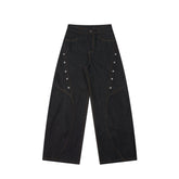 CapCabin Rivet Panel Wide-Leg Denim Jeans