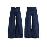 CapCabin Double-Waist Washed Wide-Leg Jeans