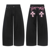 CapCabin Cross Pocket Graphic Wide-Leg Jeans