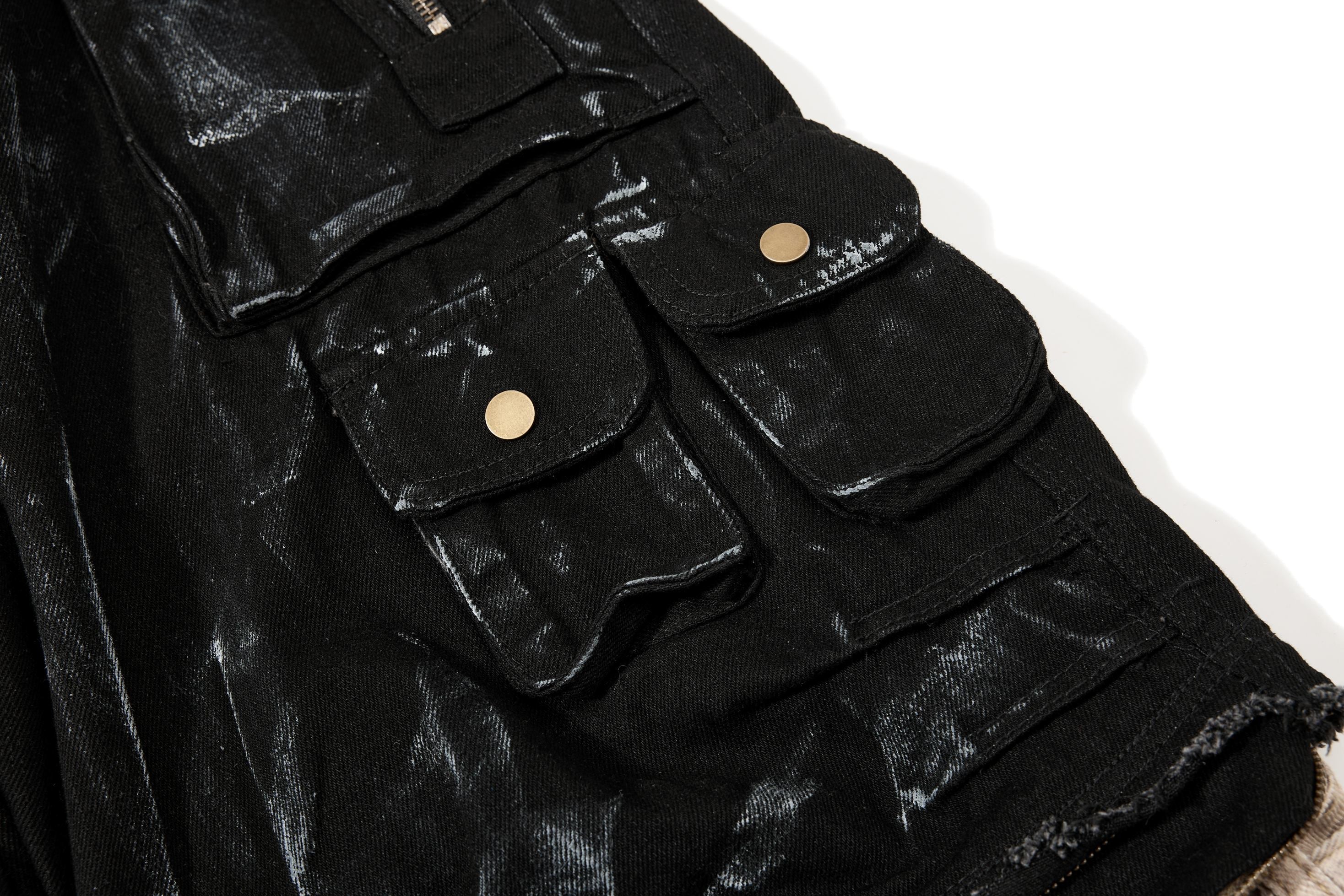 CapCabin Washed Utility Cargo Denim Pants