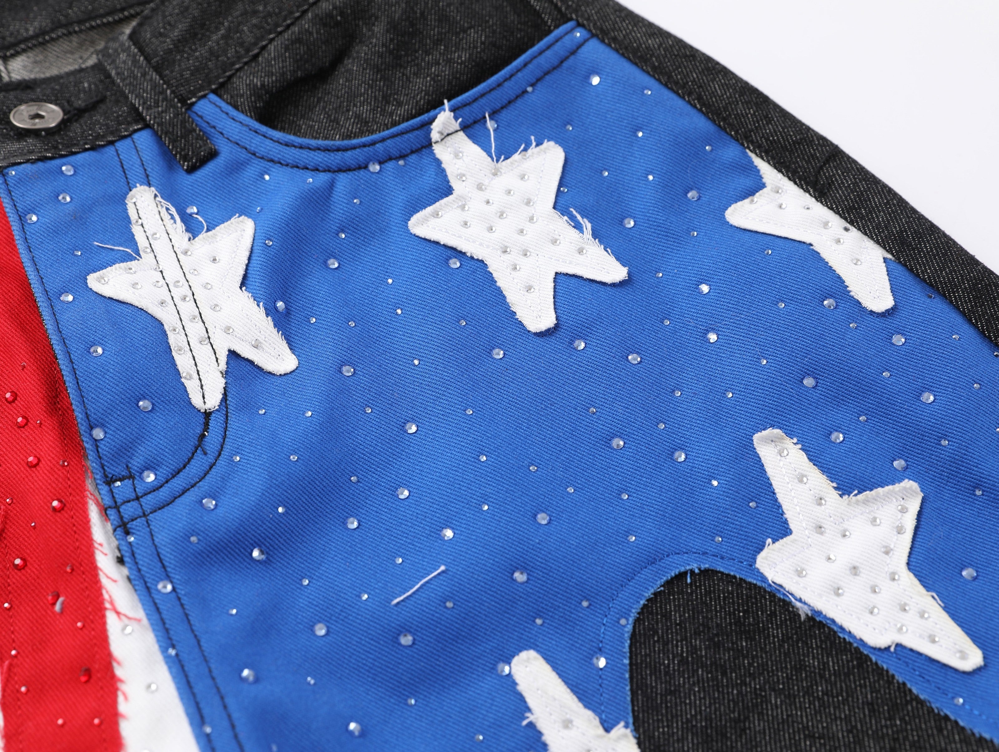 CapCabin Star-Graphic Wide-Leg Denim Pants