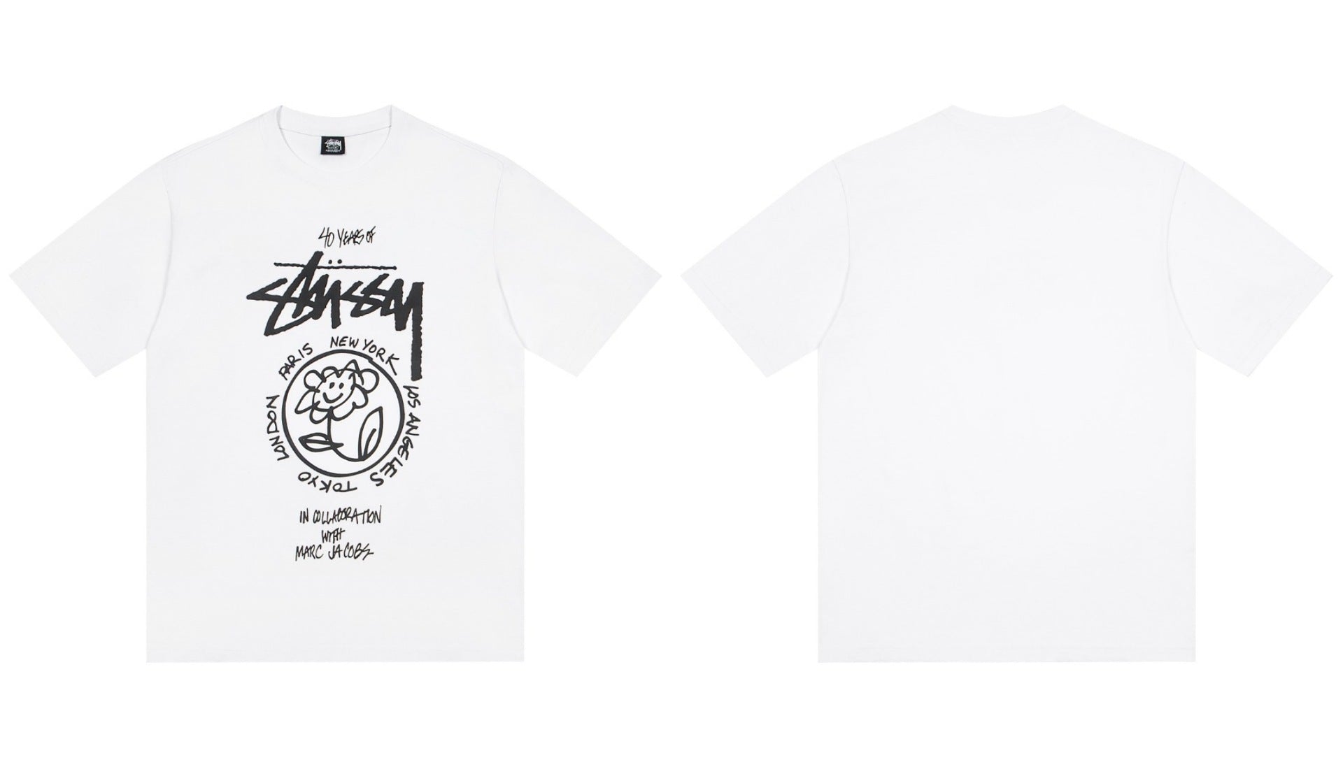 STUSSY 40 Years Flower Graphic T-Shirt